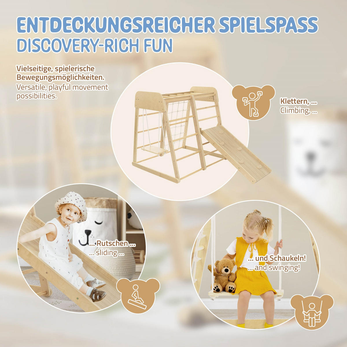 KLETTERGERÜST - Naturfarben, Holzwerkstoff (111.5/124cm) - Joyz