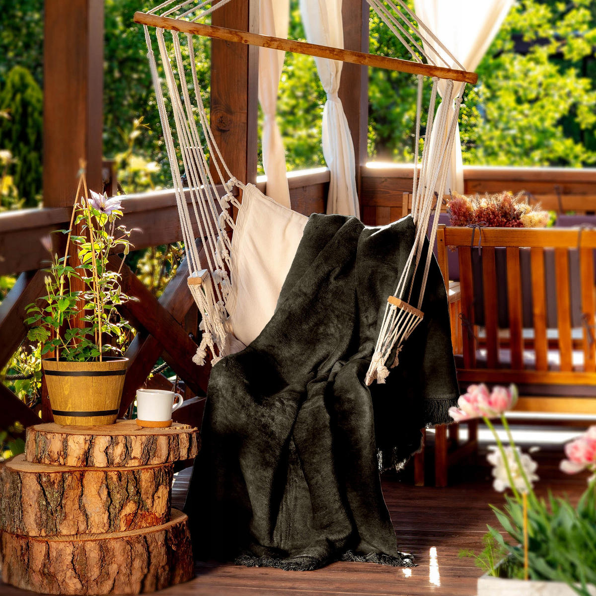 BETTDECKE, 2 x 1.5 m, Schwarz - Schwarz, Textil (150/200cm) - KADAX