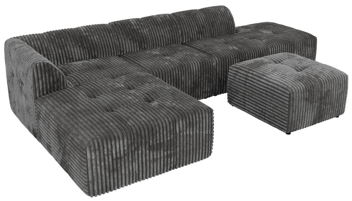 ROHOVÁ SEDAČKA GRIDA 4M L Šedá Manšestr - Vlevo - šedá/černá, textil/plast (335/176cm) - MKS