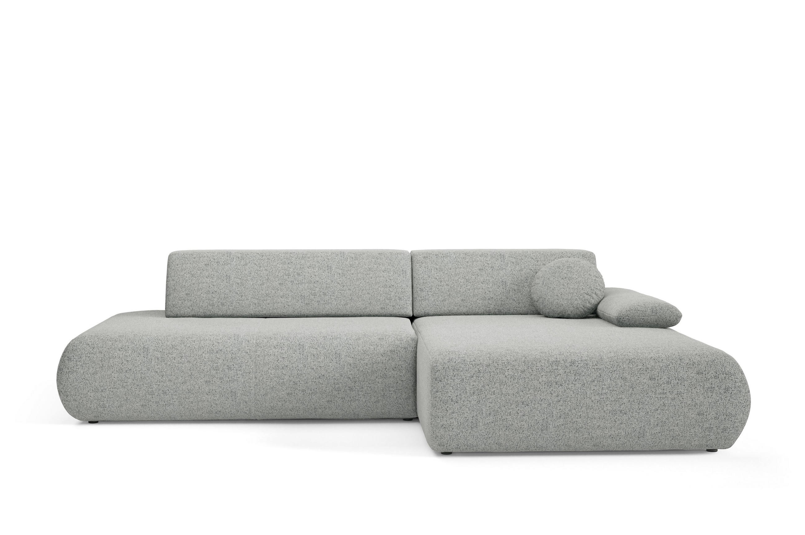 ECKSOFA DELTA R-S Grau Geflochtener Stoff mit Schlaffunktion - Grau, Holz (286/173.5cm) - MASSENO