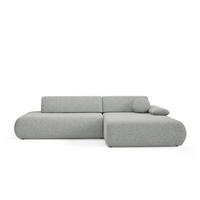 ECKSOFA DELTA R-S Grau Geflochtener Stoff mit Schlaffunktion - Grau, Holz (286/173.5cm) - MASSENO