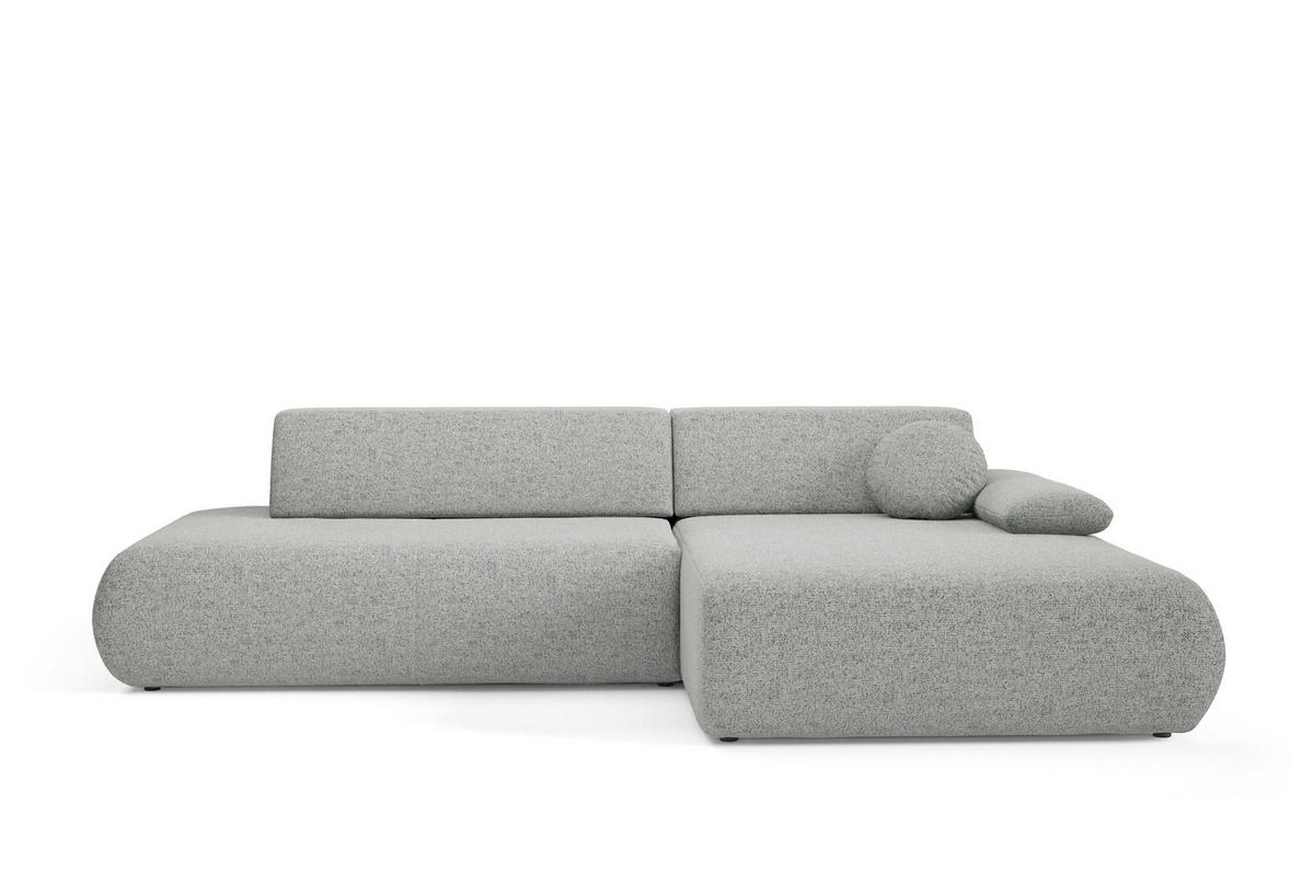 ECKSOFA DELTA R-S Grau Geflochtener Stoff mit Schlaffunktion - Grau, Holz (286/173.5cm) - MASSENO