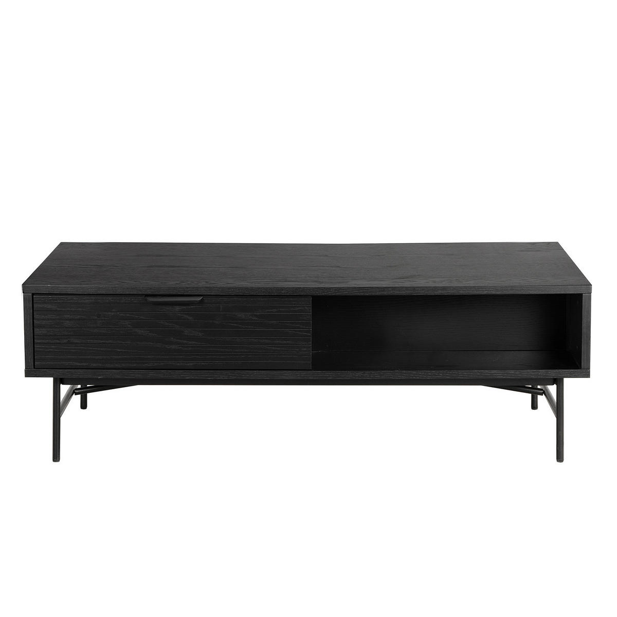 COUCHTISCH - Echtholzfurnier - Eichefarben/Schwarz, Holzwerkstoff/Metall (60/120/40cm) - home24
