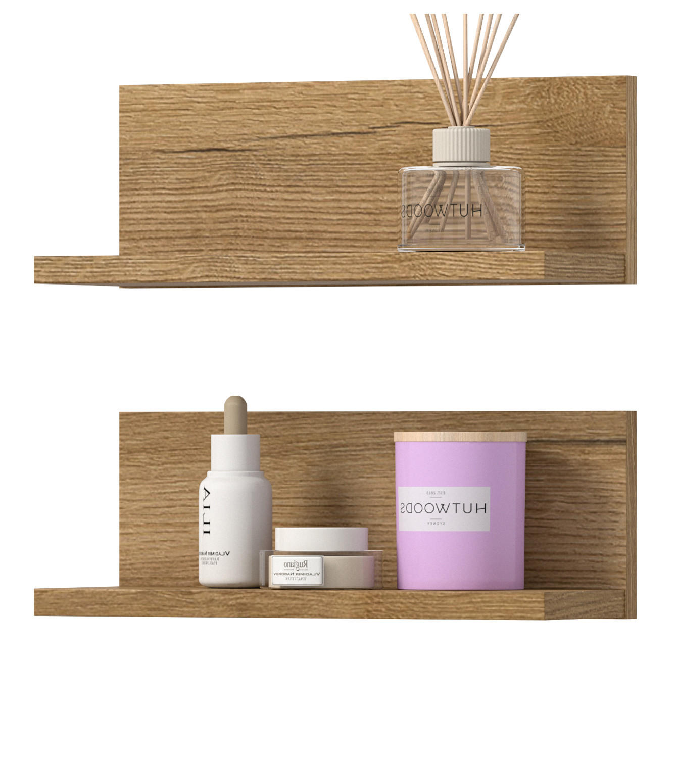 REGAL-SET Evoke Eiche 32 cm, Badezimmer Regal 2er Set - Eichefarben, Holzwerkstoff (32/12/14cm) - Inn.Furn