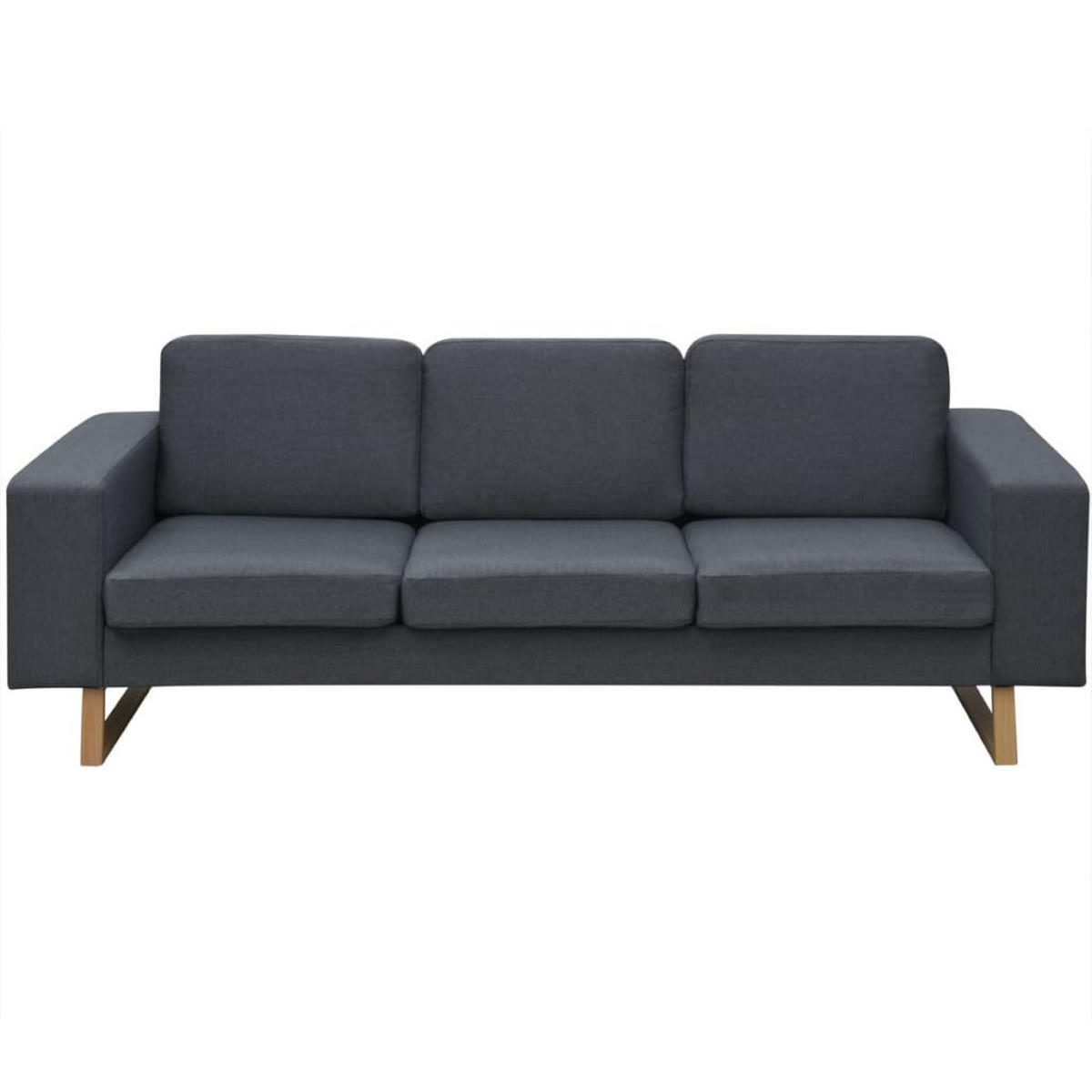 3-SITZER-SOFA mit Holzfüße, 200/82/76 cm, aus Stoff, Dunkelgrau - Dunkelgrau/Braun, Holz/Textil (200/76/82cm) - vidaXL