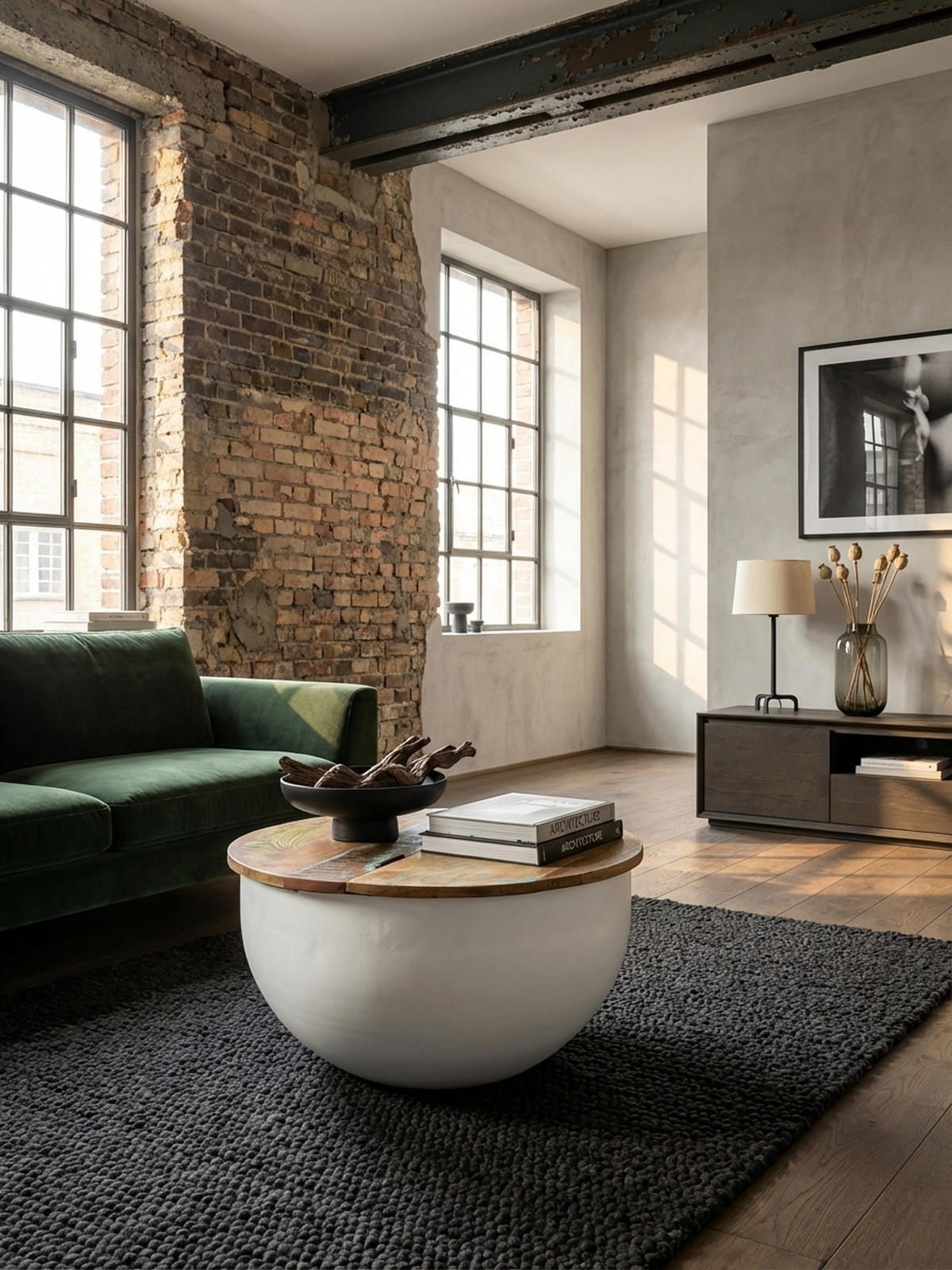 COUCHTISCH Industrie Stil mit klappbarer Tischplatte, Aufbewahrung, Massivholz, Metallkörper, Weiß 60x60x34 cm - Weiß, Holz/Metall (60/60/34cm) - KADIMA DESIGN