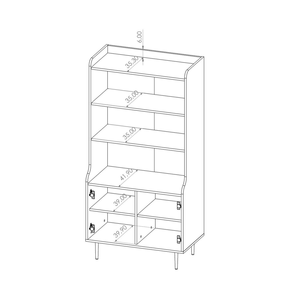 BÜCHERREGAL Nero 2-türig Retro-Stil - Hellbraun/Schwarz, Holzwerkstoff/Metall (80/160/45cm) - Ravio