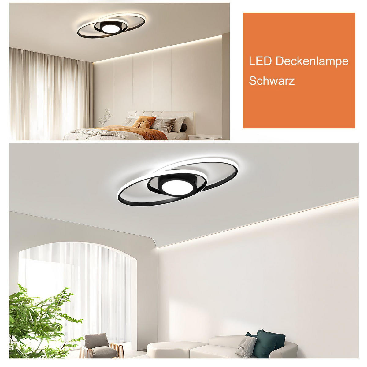 LED-DECKENLEUCHTE Einäugig 56/22.3/4 cm - Schwarz, Metall (56/22.3/4cm) - Nettlife