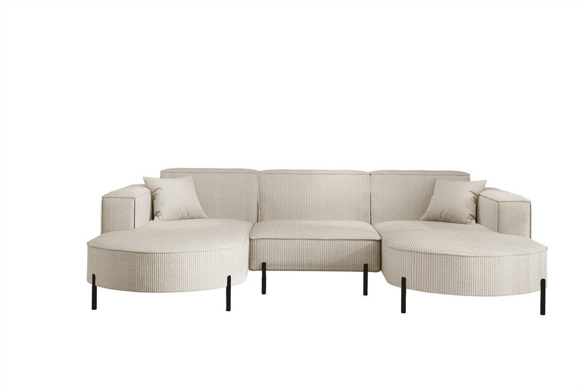 WOHNLANDSCHAFT Valencia - Beige, Holzwerkstoff/Textil (299/80/165cm) - Fun Möbel