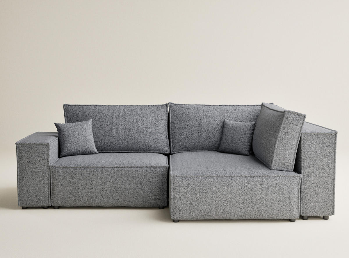 ECKSOFA MIT SCHLAFFUNKTION Tonga Grau Webstoff - Schwarz/Grau, Holz/Holzwerkstoff (255/105cm) - Maison de Reve