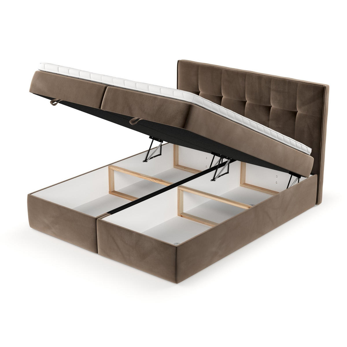 BOXBETT Tivra 140/200 cm Braun im Paros Stoff - Schwarz/Braun, Holz/Holzwerkstoff (140/200cm) - AltaBeds