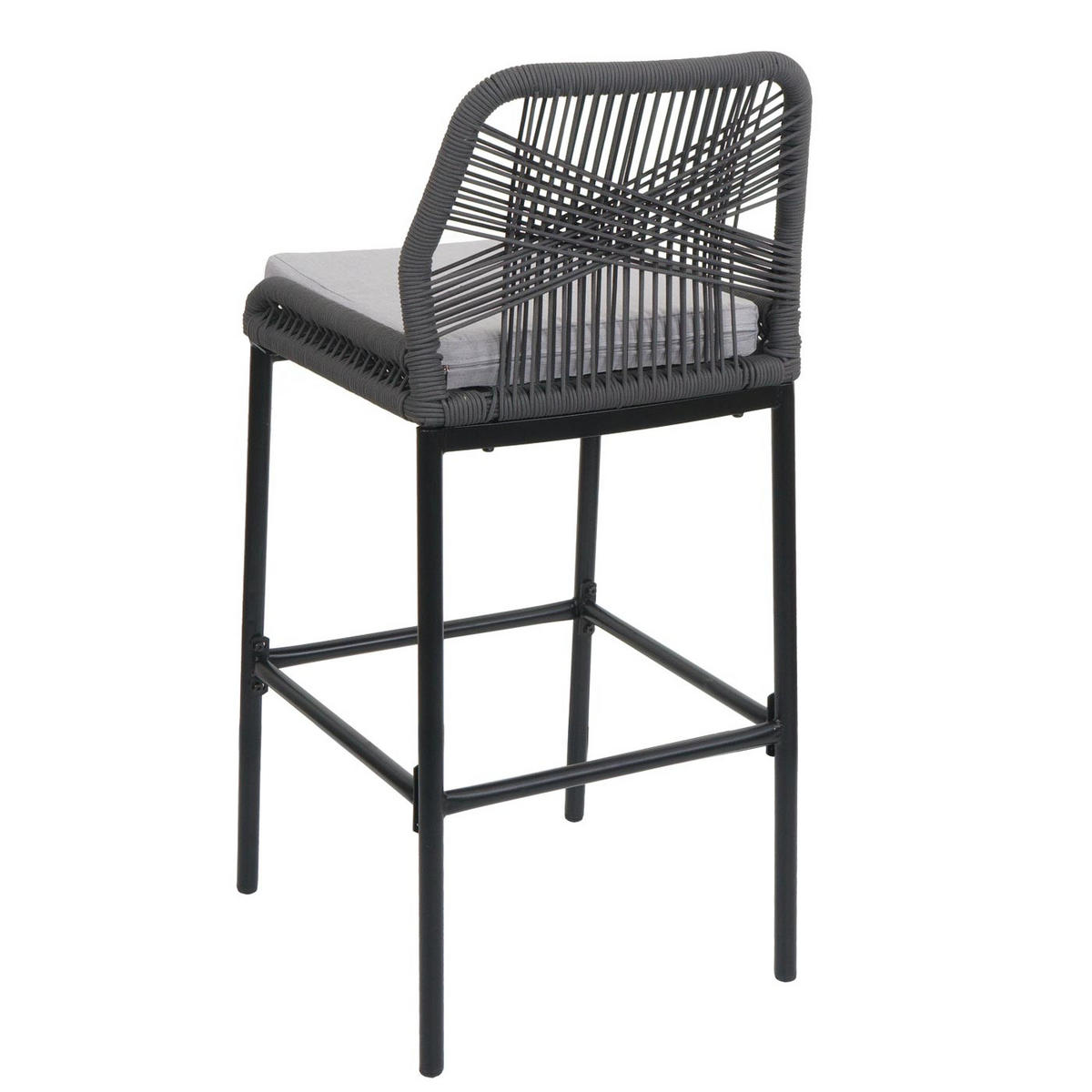 GARTENSTUHL 2er-Set HxBxT 101x45x52cm Sitzhöhe 76cm Anthrazit Kissen Hellgrau Seilgeflecht Metall - Anthrazit, Metall (45/101/52cm) - PROREGAL