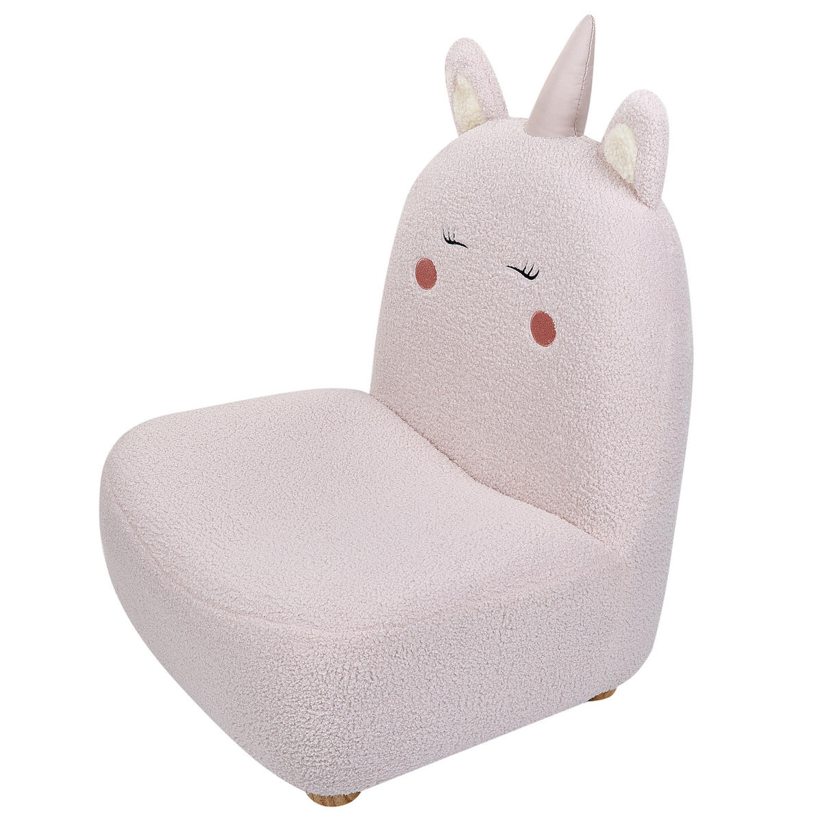 KINDERSESSEL Teddy-Optik pastellrosa Tierform Einhorn Lulea - Hellbraun/Pink, Kunststoff/Textil (50/75/54cm) - Beliani