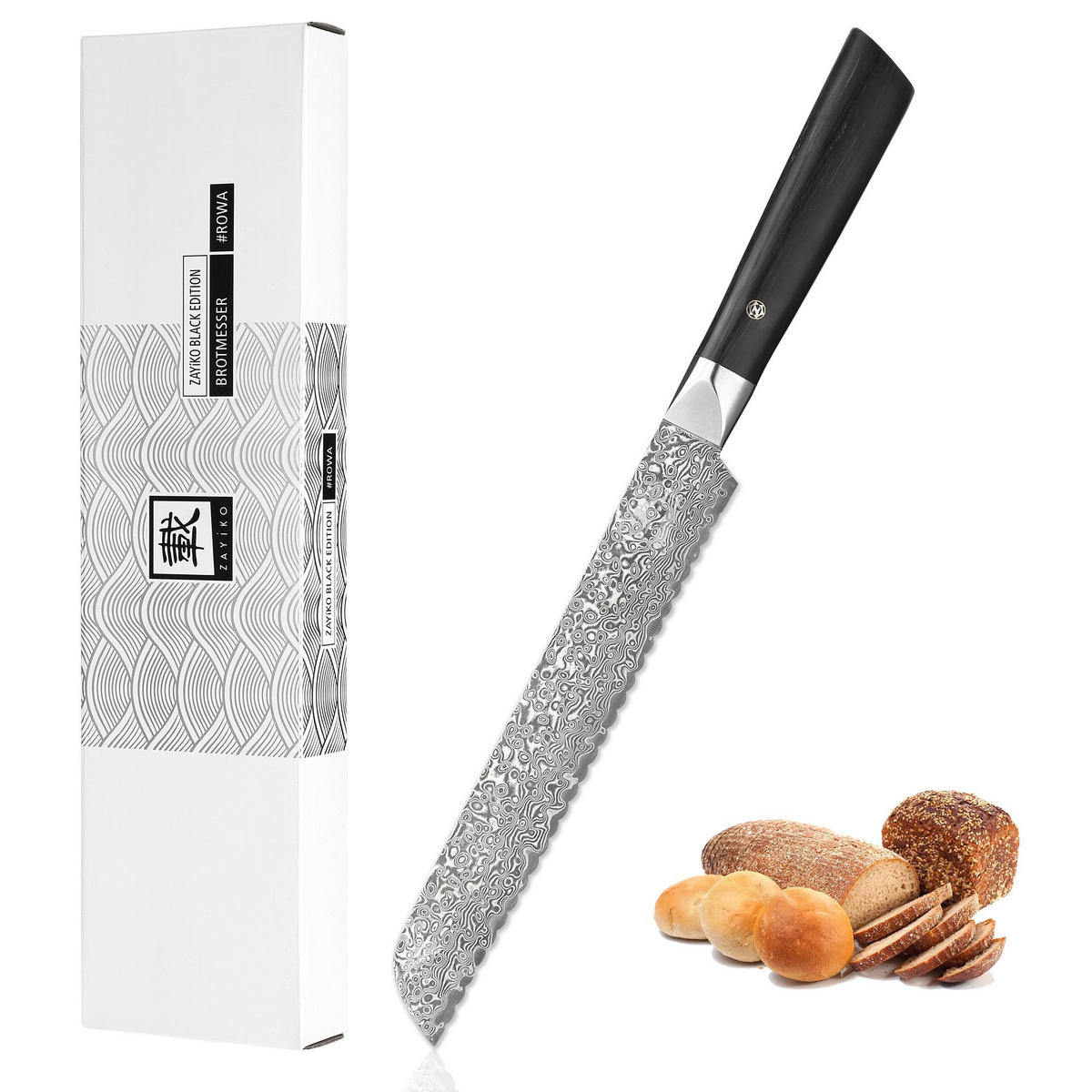 BROTMESSER 20 cm - Schwarz, Holz/Metall (35cm) - Zayiko