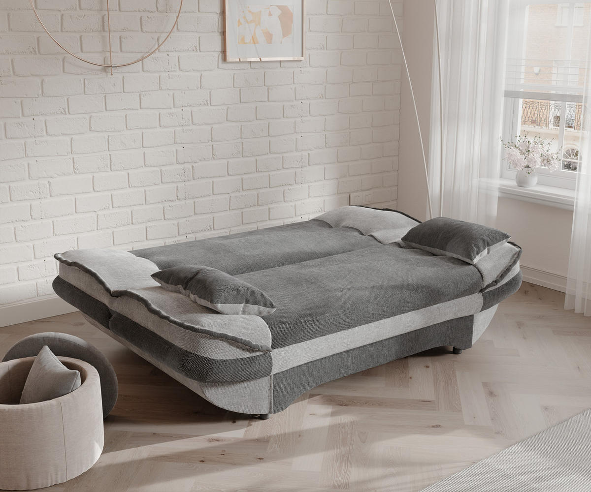SCHLAFSOFA ORLIN mit Bettkasten Hellgrau/Dunkelgrau - Hellgrau, Holzwerkstoff/Kunststoff (200/85/90cm) - Idohome