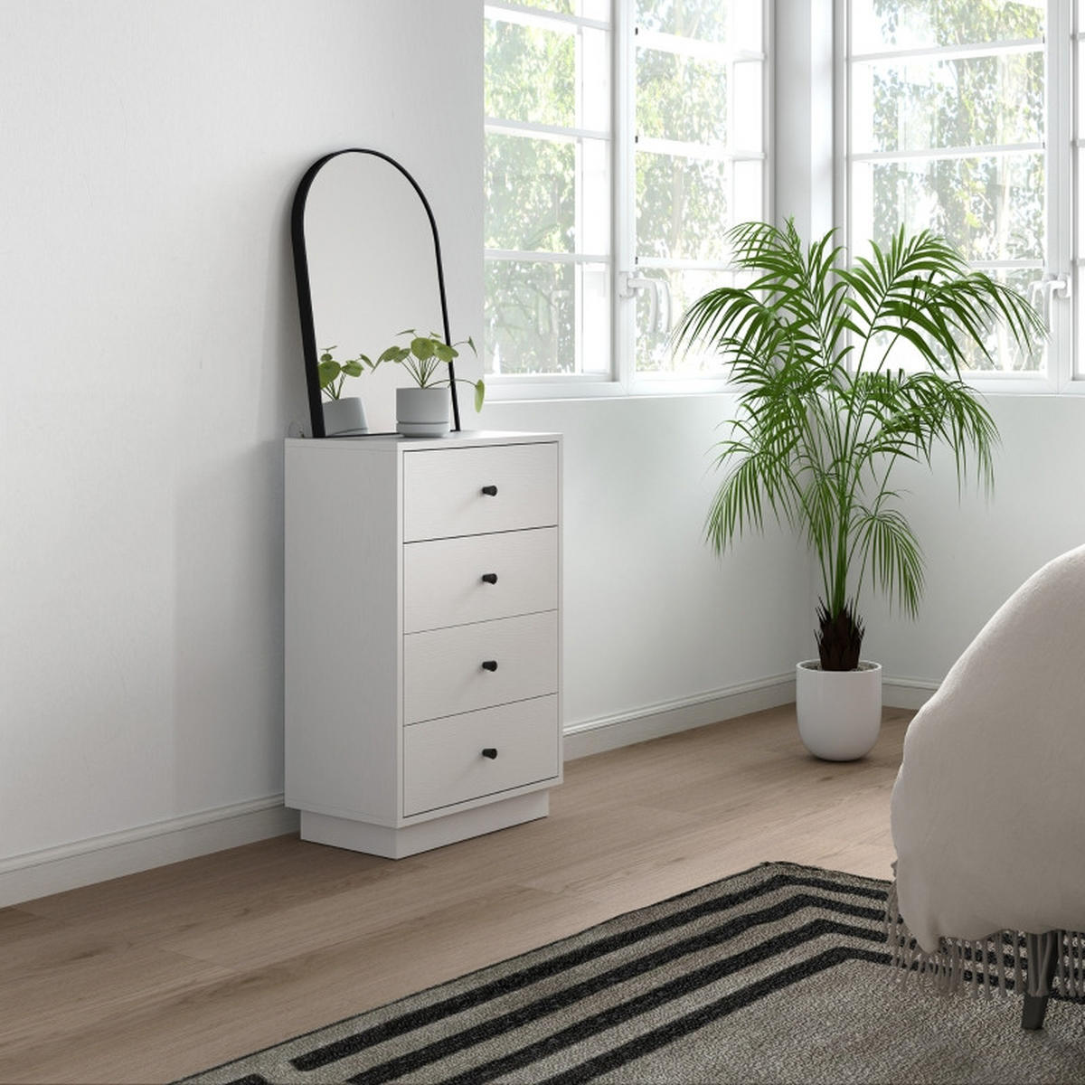 KOMMODE DE-38020 47/29/75 cm mit 4 Schubladen Weiß - Weiß, Holzwerkstoff (47/75/29cm) - ComfortXL