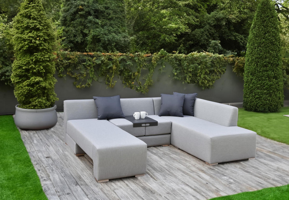 GARTENLOUNGESET Bert 3-teilig Gartenmöbel - Grau, Kunststoff - DELUKE