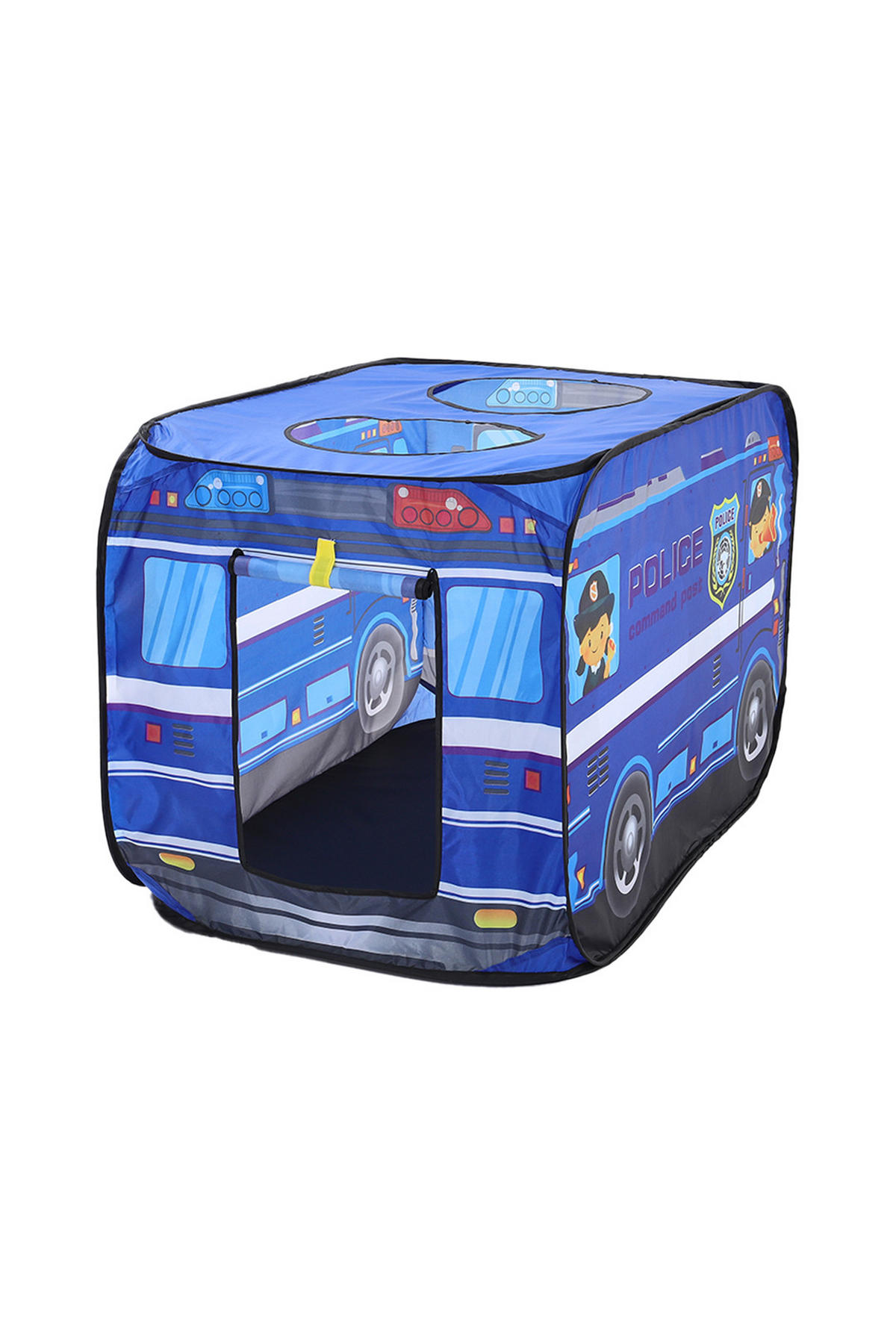 KINDERZELT Polizeiauto-Motiv Polyester Blau Faltbar Fördert die Kreativität Geräumiger Innenraum 115 x 75 x 70 cm - Blau, Kunststoff (115/75cm) - Livingandhome