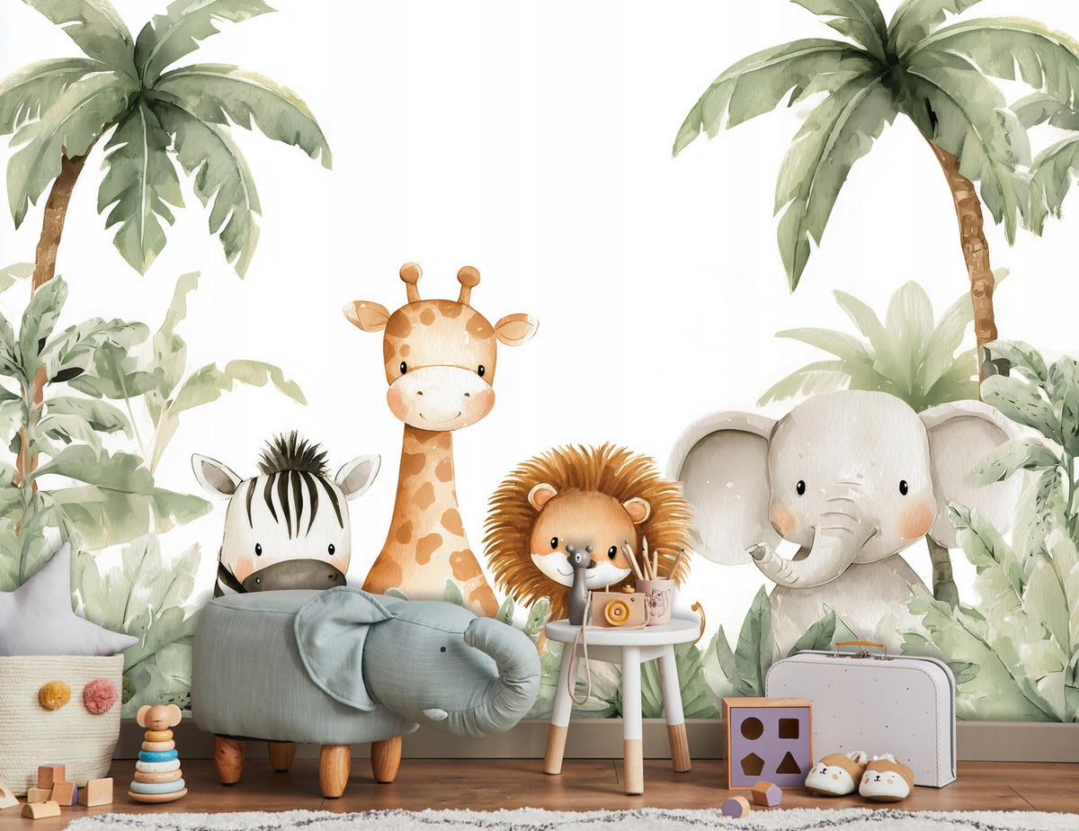 FOTOTAPETE Tiere Dschungel Grün 250x175 cm - Multicolor, Papier (250/175cm) - Wallarena