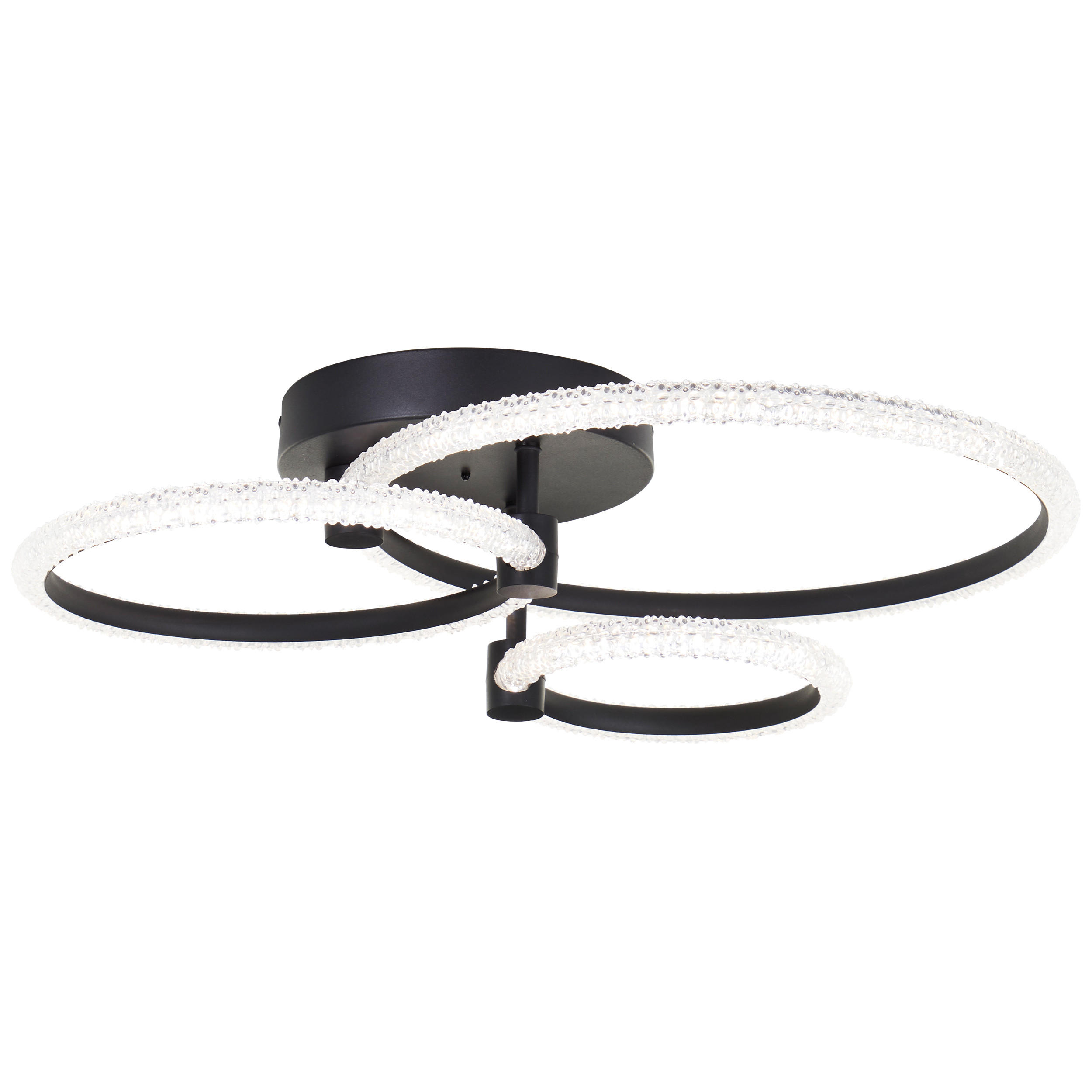 LED DECKENLEUCHTE Aydin Schwarz matt/Transparent 42/56,5/15,5 cm - Multicolor, Kunststoff (42/56.5/15.5cm) - Brilliant