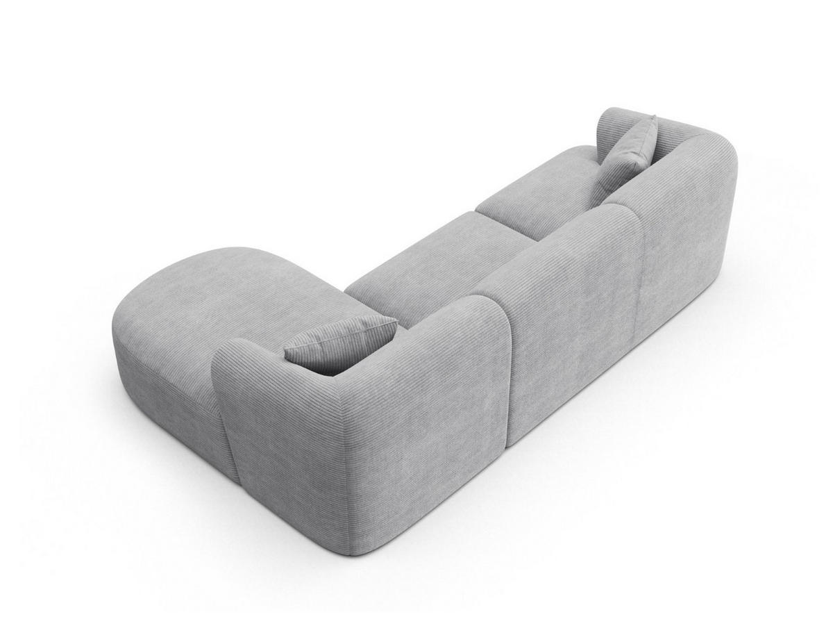MODULARES-ECKSOFA rechts Campi aus Cord silber 4 Sitzplätze - Silberfarben, Textil (156/256cm) - Cosmopolitan Design