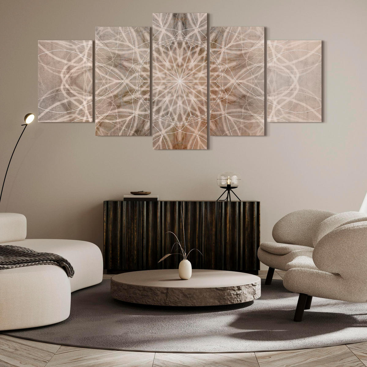 LEINWANDBILD Boho 5-tlg. 200x100 cm - Multicolor, Holz (200/100cm) - LUMASOUL