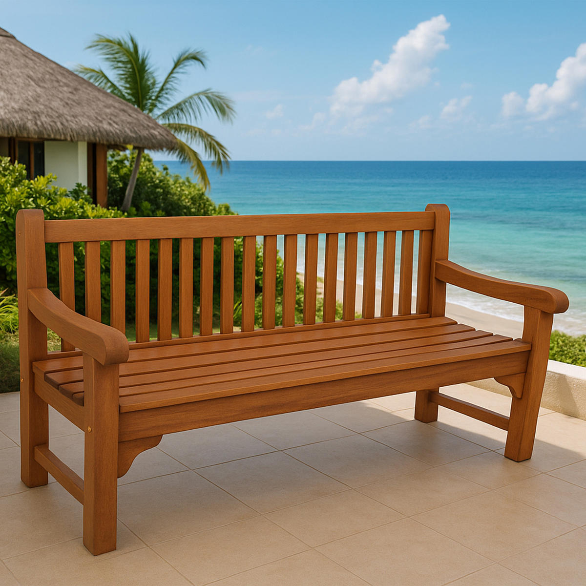 PARKBANK Edingburgh - Gartenbank 3-sitzer, aus Eukalyptusholz, geölt. Bank im Kolonial-Antik Stil - Braun, Holz (162/90/69cm) - TPFGarden