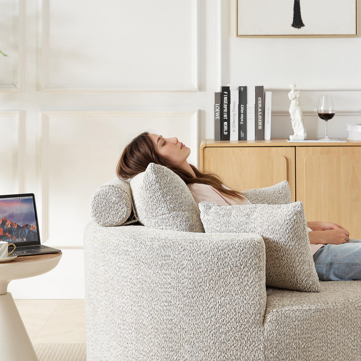 STOFFSOFA Grau, Bequemer Polstersessel mit Rückenkissen, ohne Montage - Grau, Textil (127/82/127cm) - PARAFTA HOME