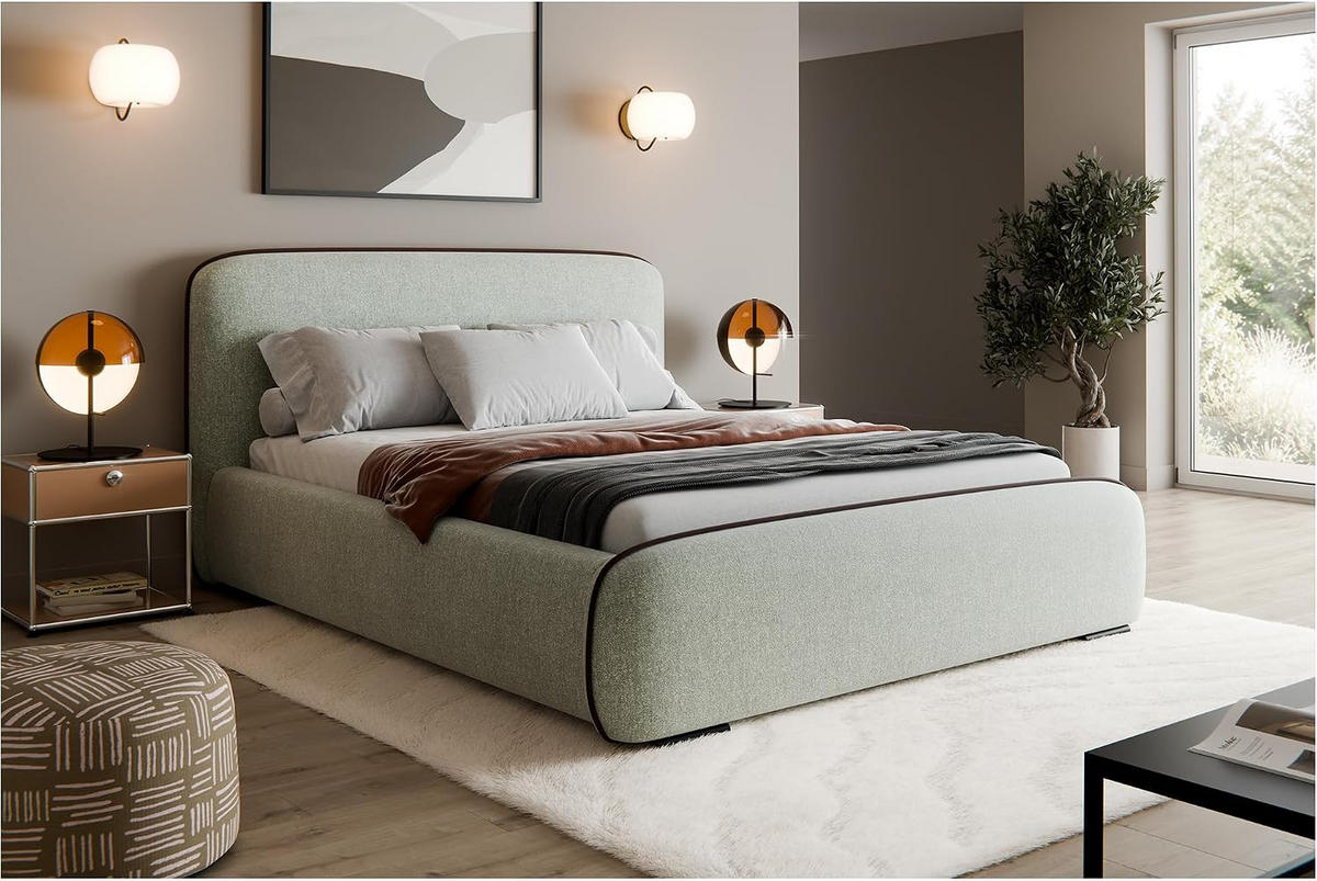 BETT BELLION - Hellgrün, Holzwerkstoff (180/200cm) - Meblini