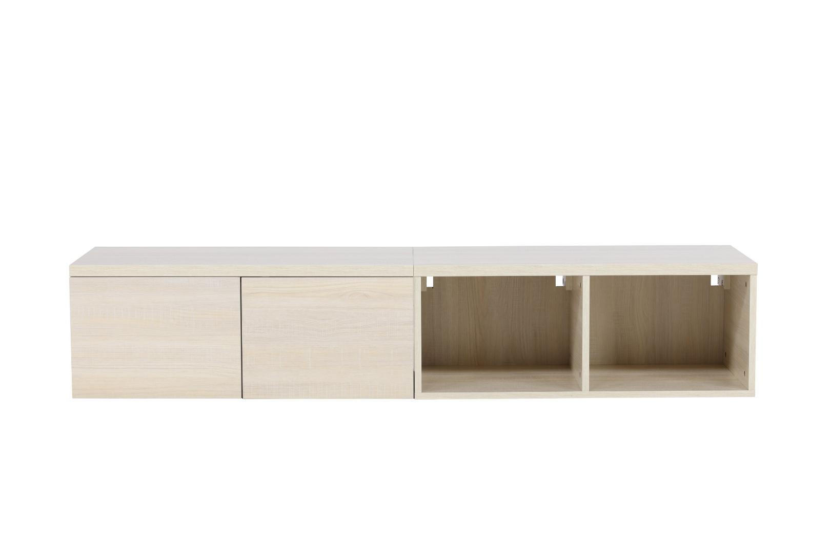 TV-MÖBEL, Nomi, Whitewash, MDF, 180 x 45 x 35 cm - Weiß, Holzwerkstoff (180/35/45cm) - ebuy24