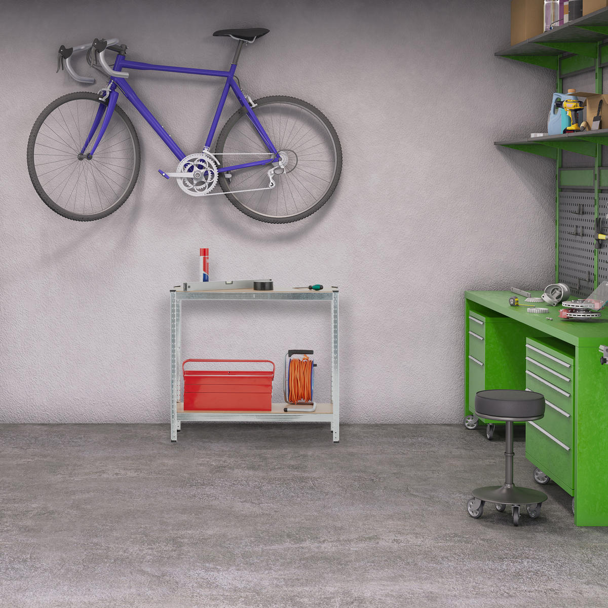 SCHWERLASTREGAL - Silberfarben, Holzwerkstoff/Metall (100/180/30cm) - Relaxdays