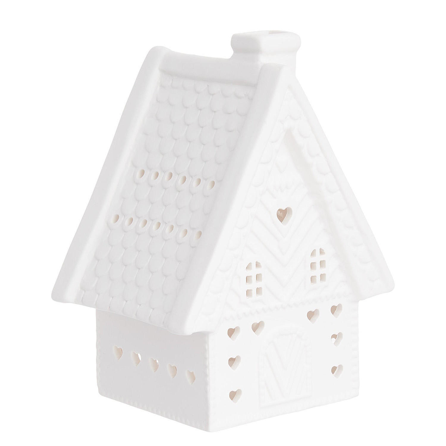 TEELICHTHAUS White Christmas Hütte - Weiß, Keramik (14cm) - Butlers