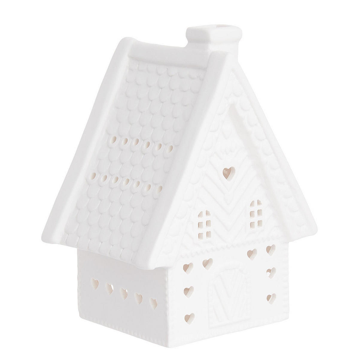 TEELICHTHAUS White Christmas Hütte - Weiß, Keramik (14cm) - Butlers