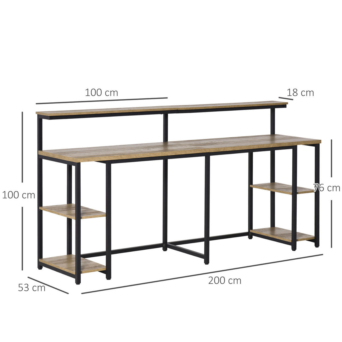 BÜROTISCH Braun 1 Stück - Braun, Holzwerkstoff (53/200/100cm) - GiPP