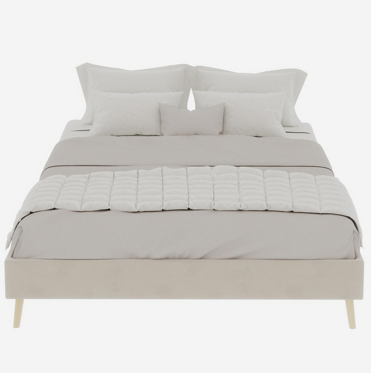 ČALOUNĚNÁ postel 140/200 cm s úložným prostorem na pneumatických pístech, hravým čelem a stabilní konstrukcí, Béžová - béžová, textil (140/200cm) - Redom
