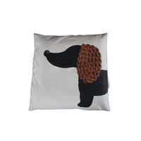 KISSENHÜLLE KLEINER DACKEL Ohr - Weiß/Braun, Textil (50/50cm) - Yve! decoration