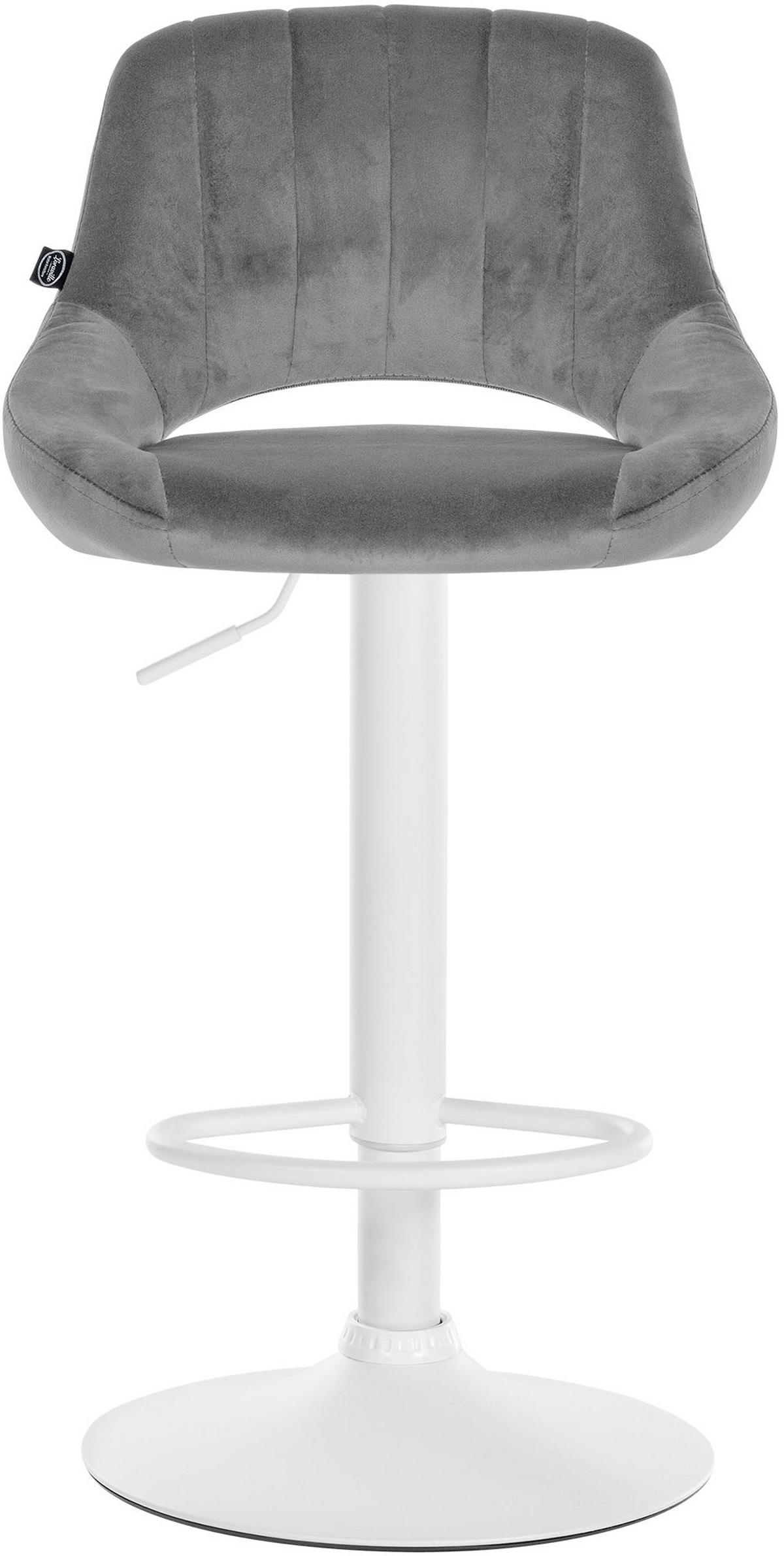 BARHOCKER Milos Samt weiß dunkelgrau - Weiß/Grau, Textil/Metall (47/106/48cm) - TPFLiving