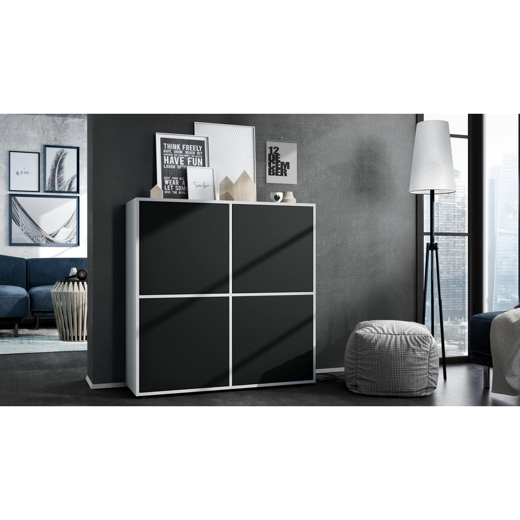 Thumbnail - Vladon Highboard, Schwarz, Holzwerkstoff, 104x105.5x35.5 cm, Wohnzimmer, Kommoden & Sideboards, Highboards