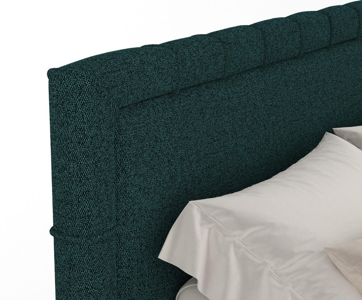 BOXSPRINGBETT Rosabel Grün 140/200 cm mit Matratze und Topper - Schwarz/Grün, Holz/Holzwerkstoff (140/200cm) - Maison de Reve