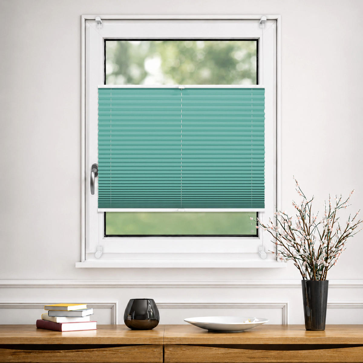 PLISSEE Thermo Basic 75 x 210cm Klemmfix ohne Bohren - Türkis, Textil (75/210/210cm) - Deco-Raum