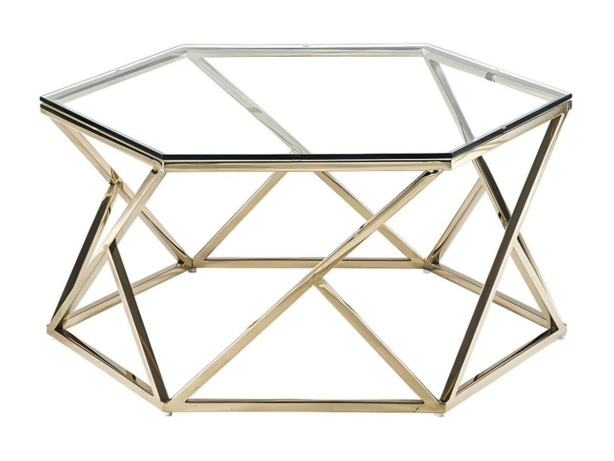 COUCHTISCH - Glas & Stahl - Goldfarben - KERIANE - Goldfarben, Glas (80/69.5/38.5cm) - Pascal Morabito