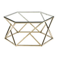 COUCHTISCH - Glas & Stahl - Goldfarben - KERIANE - Goldfarben, Glas (80/69.5/38.5cm) - Pascal Morabito