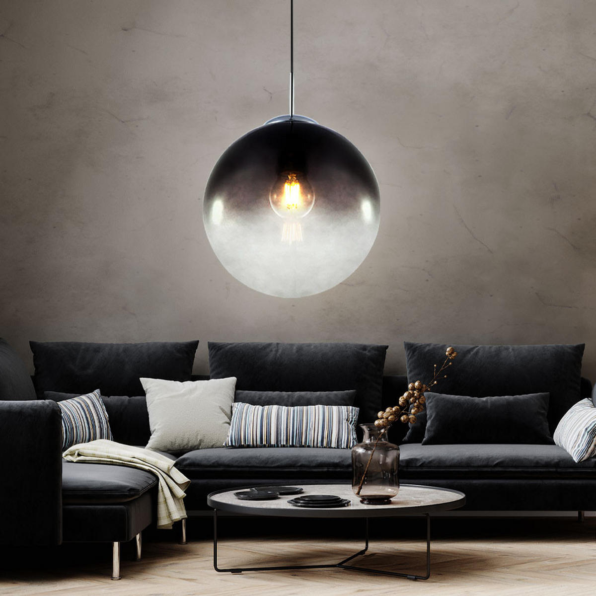 LED HÄNGELEUCHTE Glas Grau Rauchoptik - Grau, Glas (33/33/120cm) - Globo Lighting