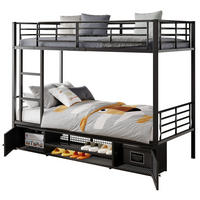 ETAGENBETT 90/200 cm aus Metall mit Schuhablage und 2 Türen in Schwarz - Schwarz, Metall (90/200cm) - BEAOK