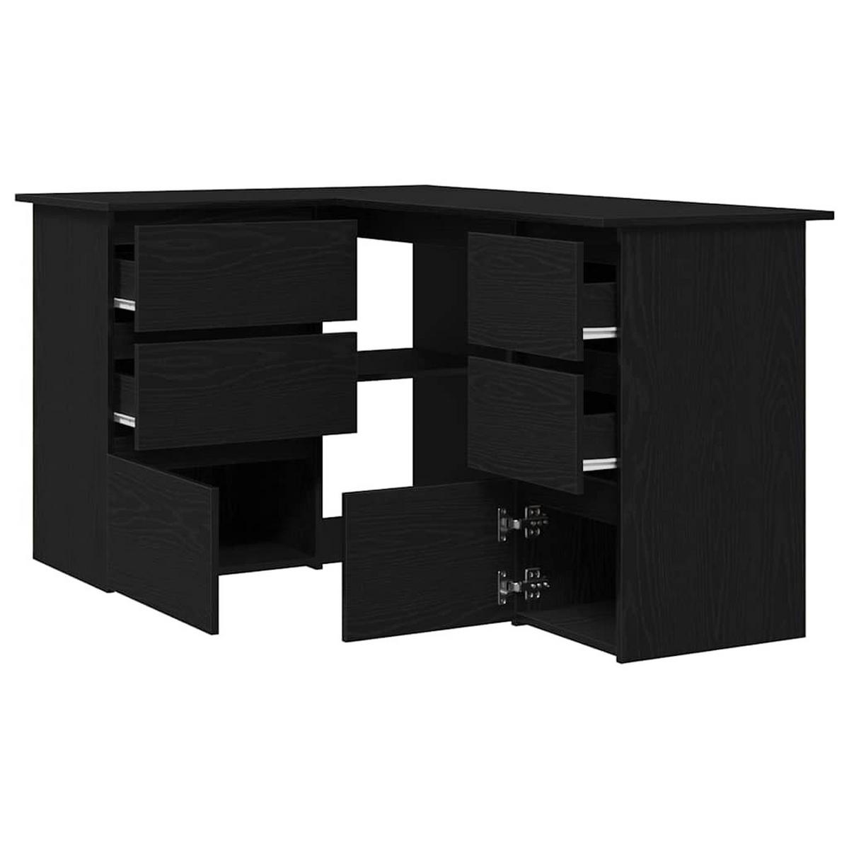 SCHREIBTISCH Mit Regal Schwarz Eichen-Optik 145/100/76 Cm - Schwarz, Holzwerkstoff (145/100/76cm) - vidaXL