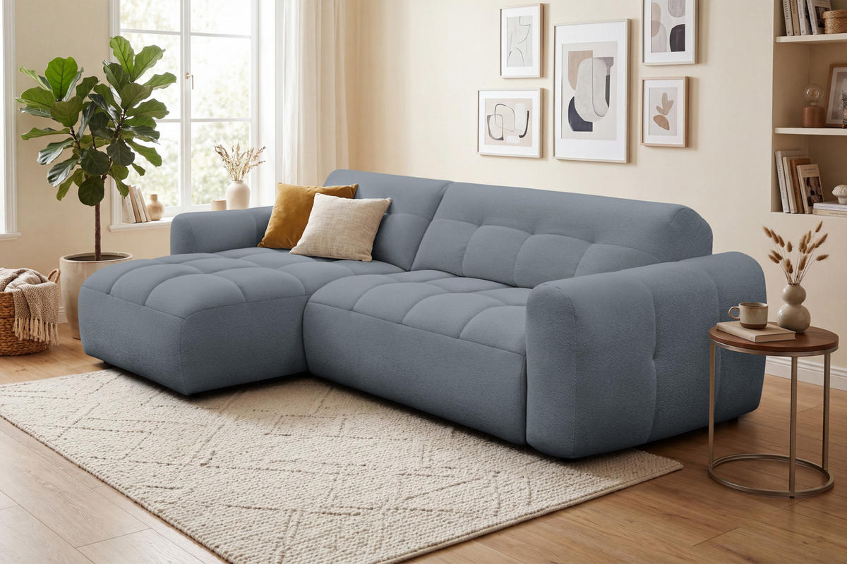 ECKSOFA LUMERO 4-Sitzer LINKS, graphitfarben - Schwarz/Graphitfarben, Holz/Textil (275/166cm) - Courtois Laville