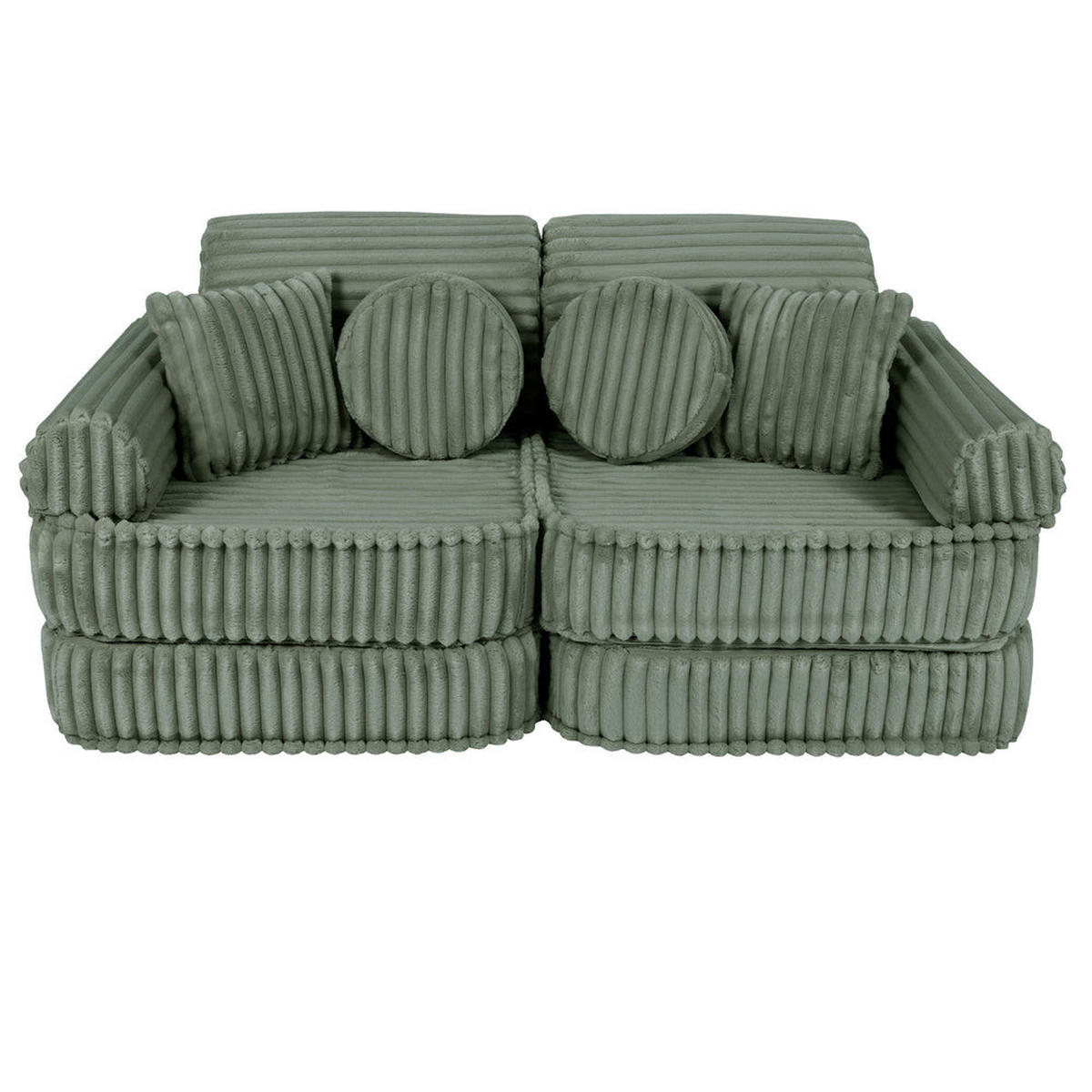 KINDERSOFA, Pocket Basic, Churros, Salboliv - Olivgrün, Textil (120/25/60cm) - MeowBaby