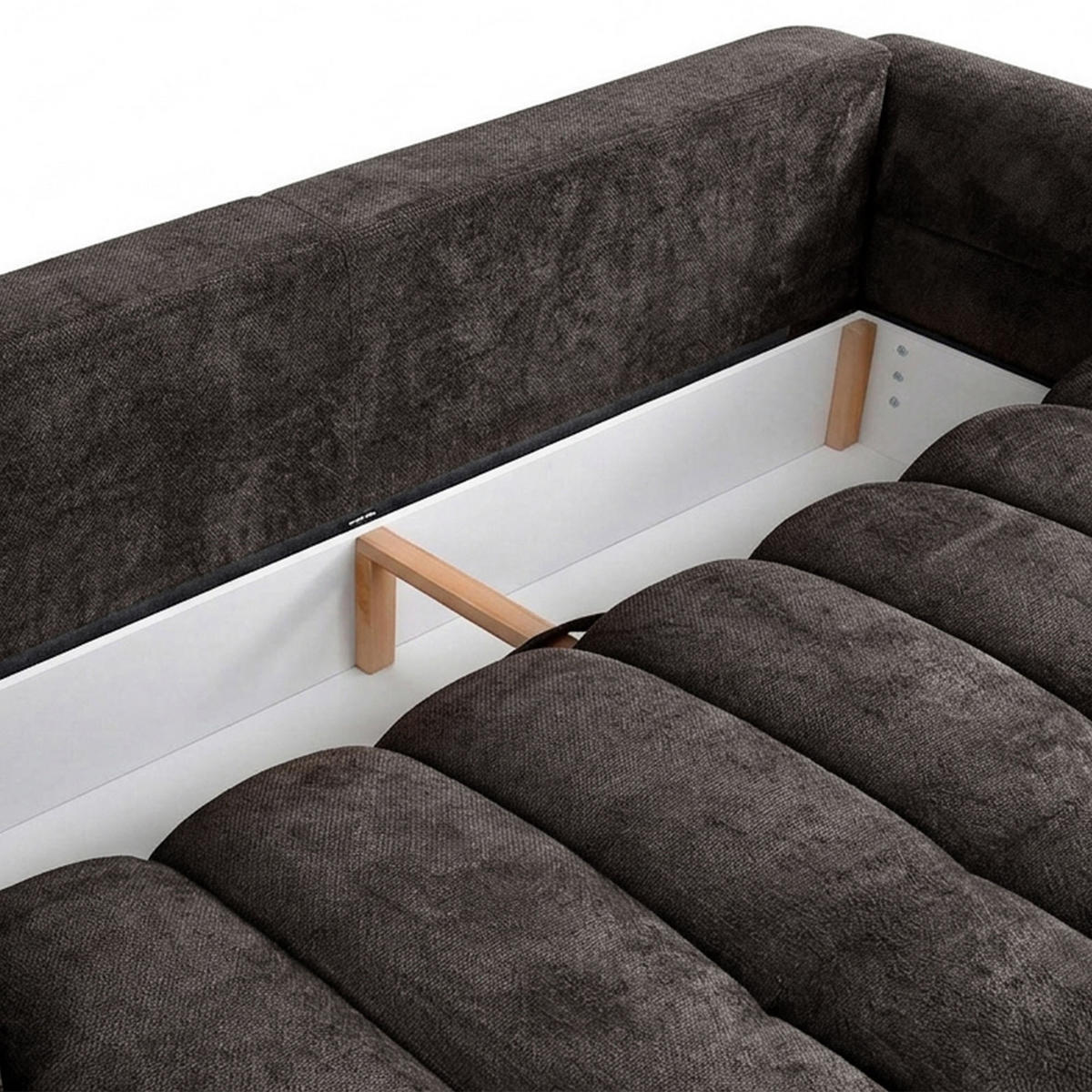ROZKLÁDACÍ POHOVKA Mavi, 3místná s funkcí spaní, ložná plocha 195x145 cm, hnědá - hnědá, textil (255/100/110cm) - Beautysofa