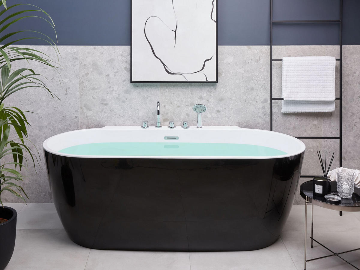 BADEWANNE FREISTEHEND 80x170x83 cm schwarz Rotso - Schwarz, Kunststoff (80/83/170cm) - Beliani