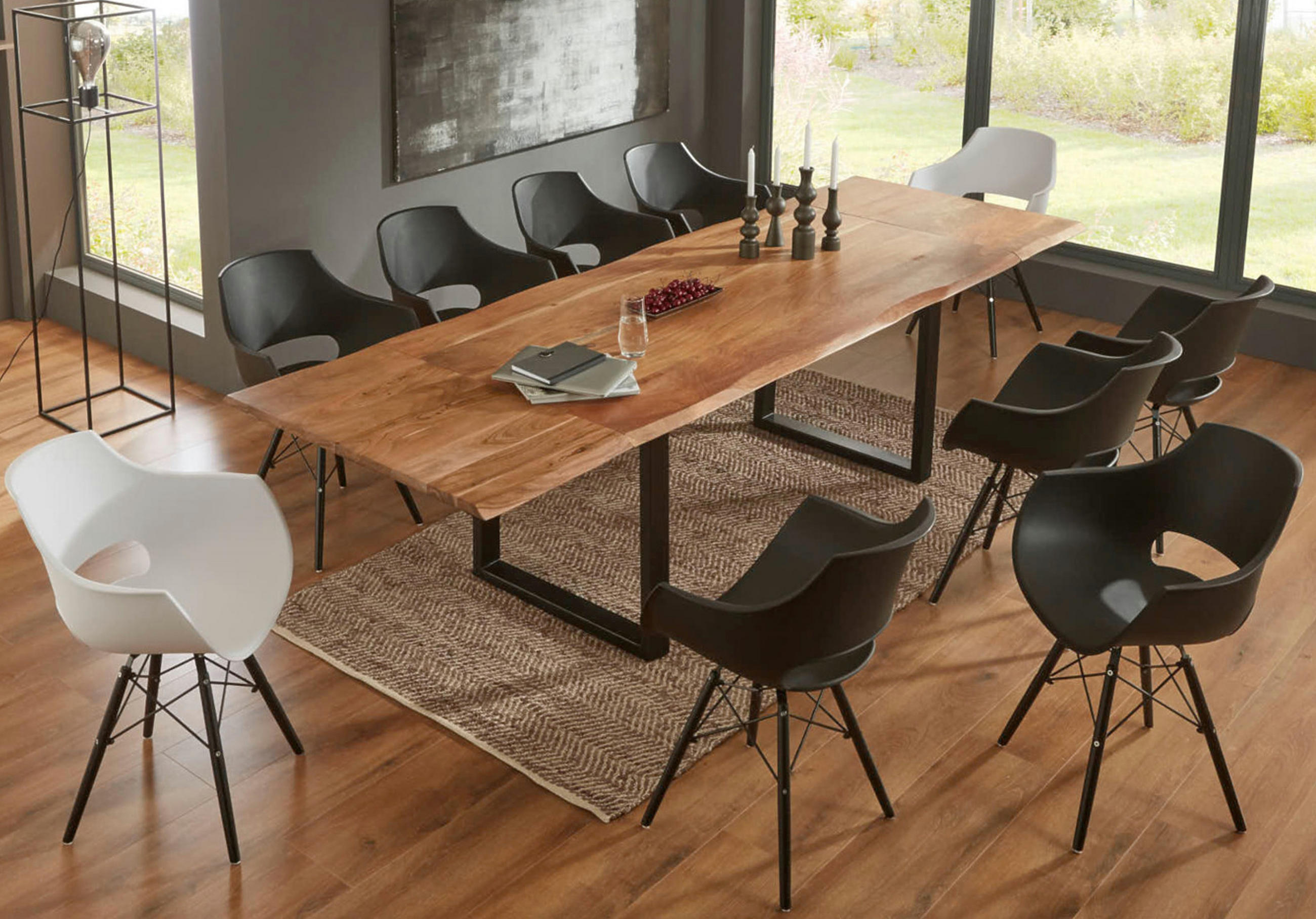ESSTISCH ADINA - Beige/Schwarz, Holz/Metall (100/200/76cm) - SAM